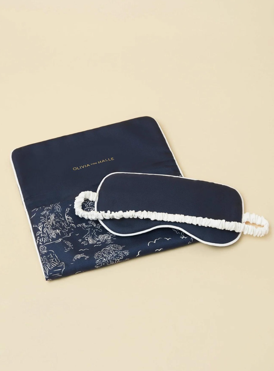 Audrey Erebus Navy Toile De Jouy Eye Mask