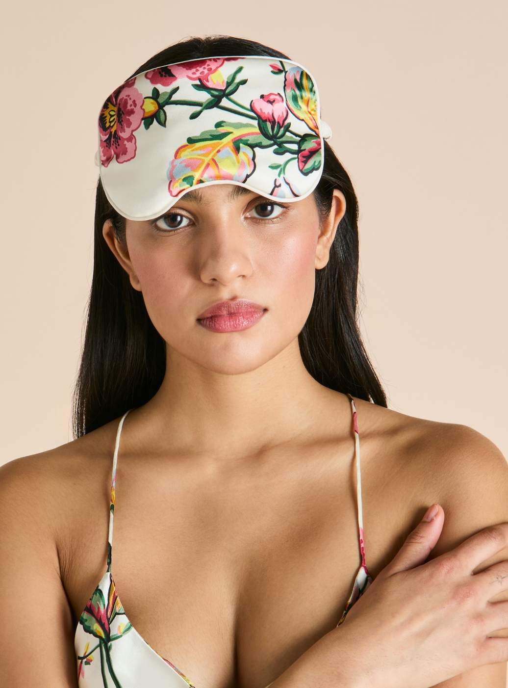 Audrey Maugham Ivory Floral Eye Mask