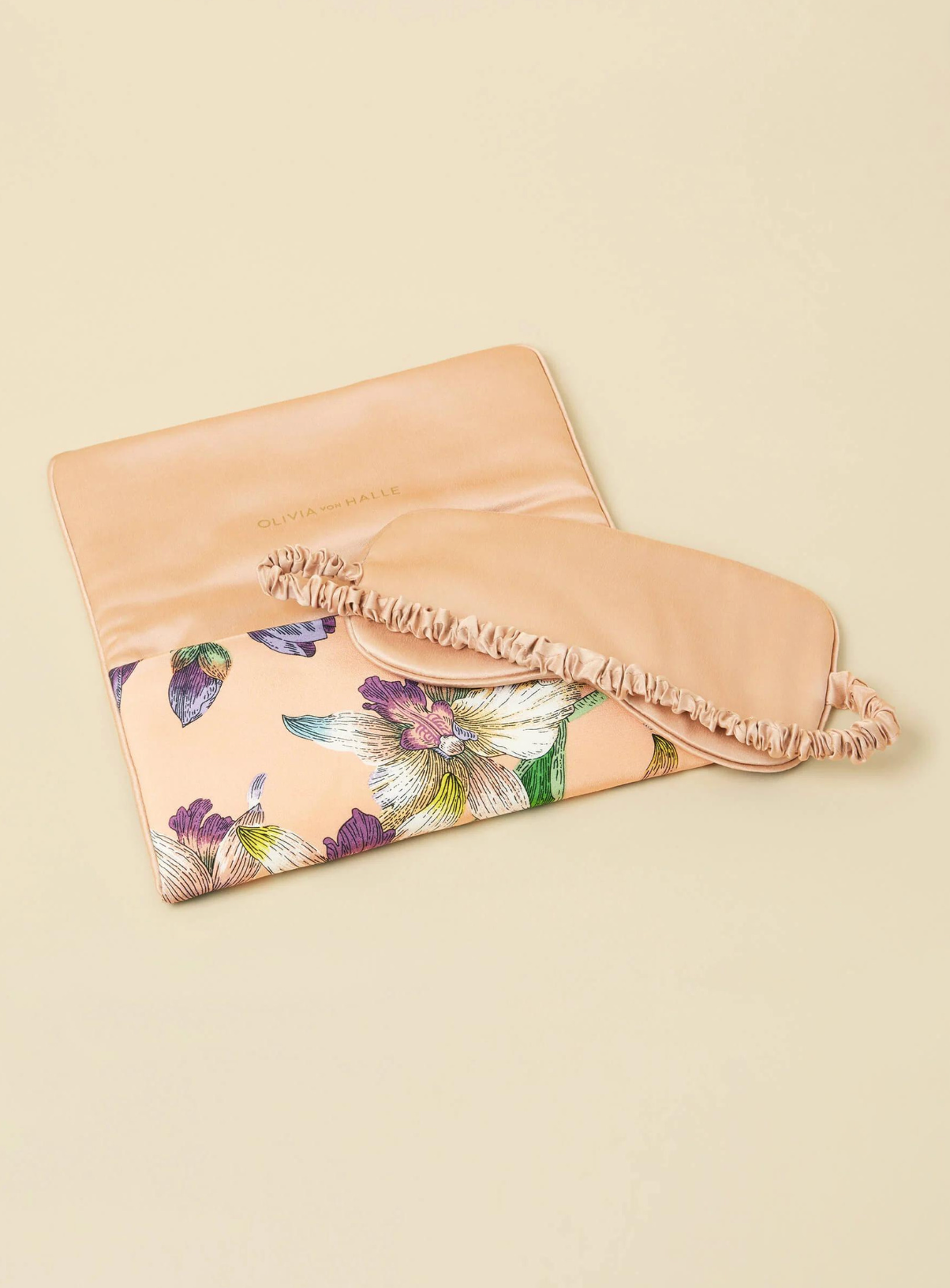 Audrey Andromeda Pink Floral Silk Crêpe De Chine Eye Mask