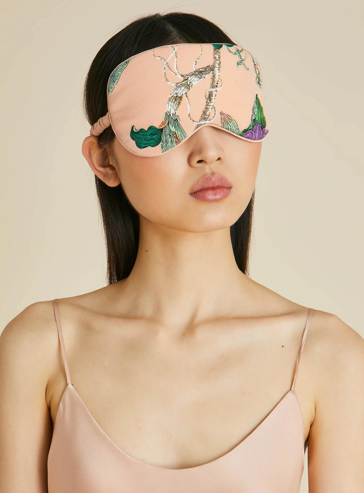 Audrey Andromeda Pink Floral Silk Crêpe De Chine Eye Mask