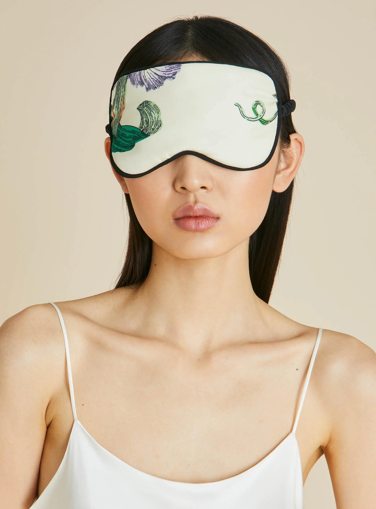 Audrey Aura Ivory Floral Silk Twill Eye Mask