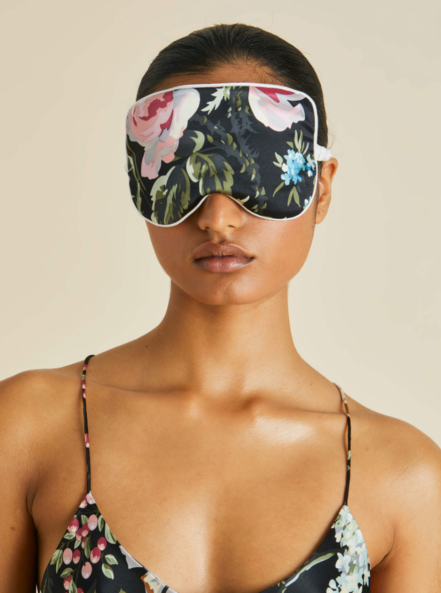 Audrey Esme Black Silk Satin Eye Mask