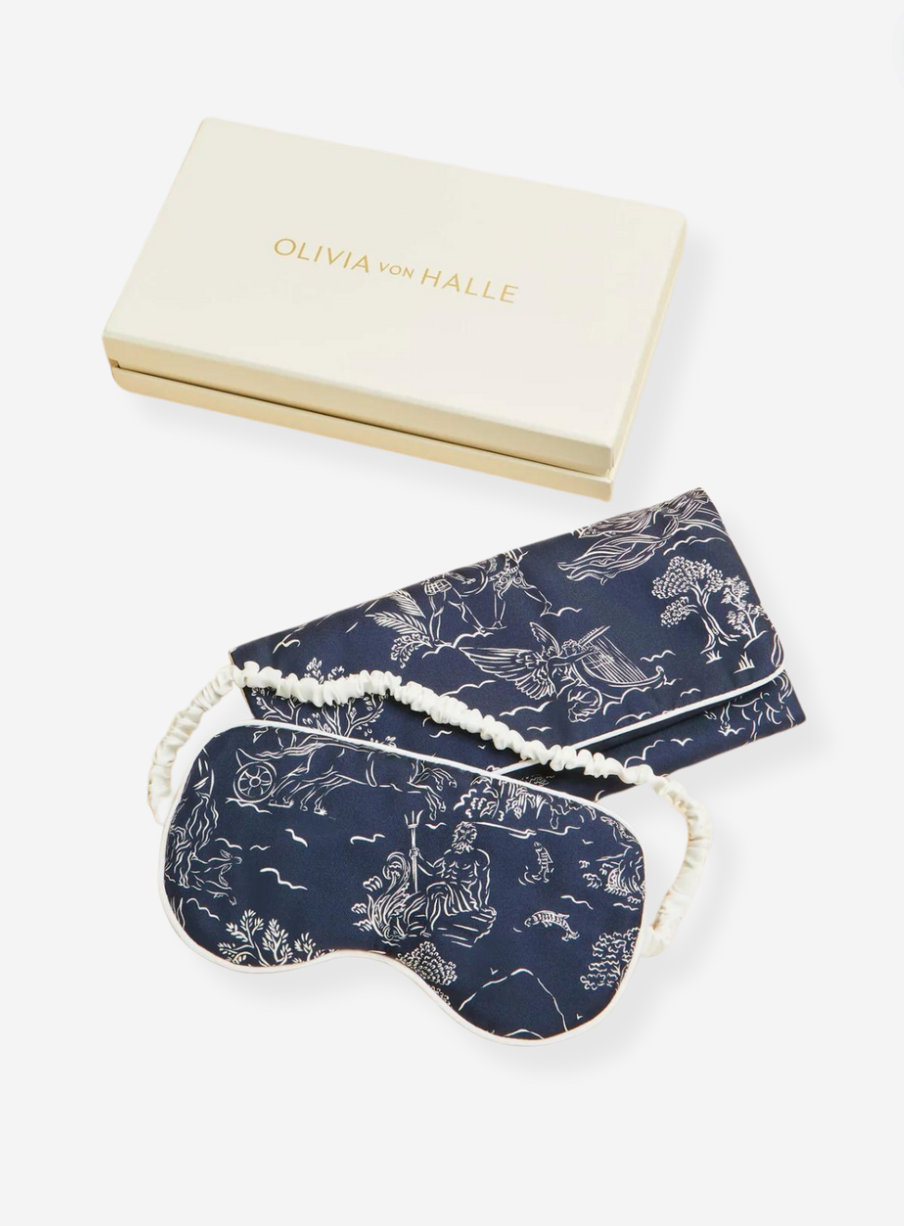 Audrey Erebus Navy Toile De Jouy Eye Mask