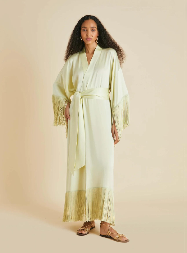 Amina Pale Yellow Fringed Robe