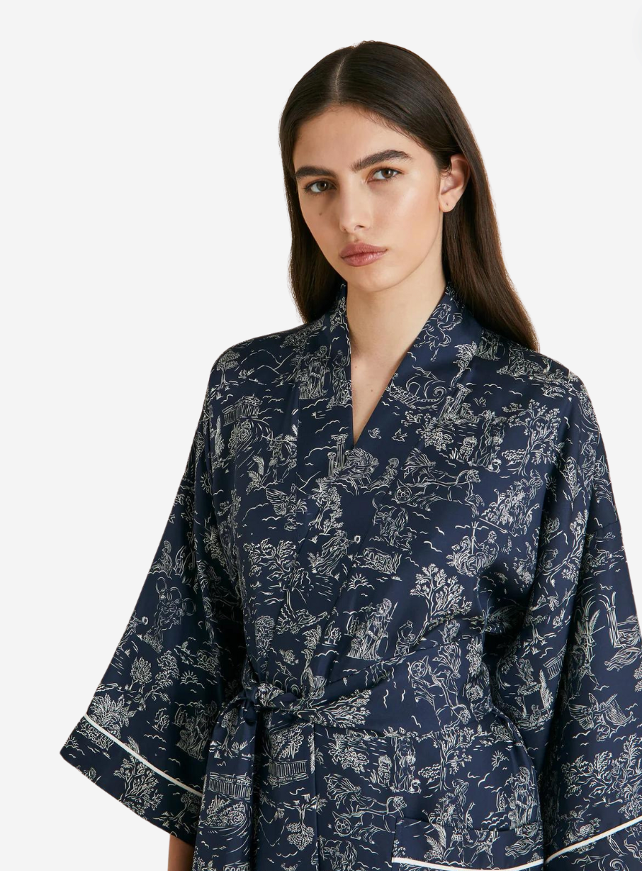 Sabine Erebus Navy Toile De Jouy Robe