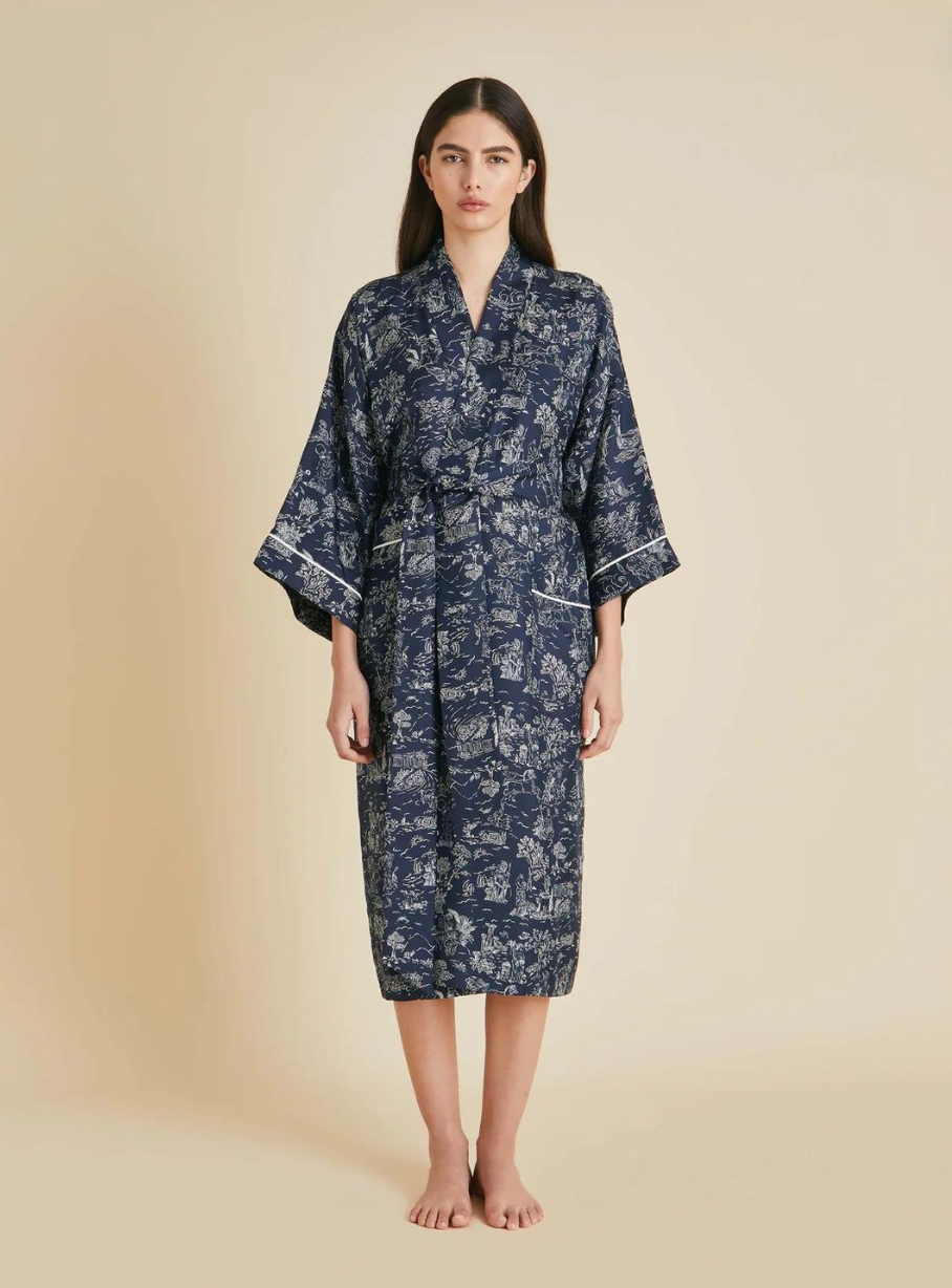 Sabine Erebus Navy Toile De Jouy Robe